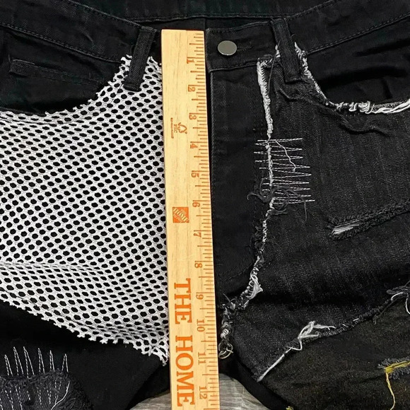 MNML Jeans Mens 28‎ Black Patchwork Distressed Grunge Biker Streetwear Punk - Picture 9 of 13